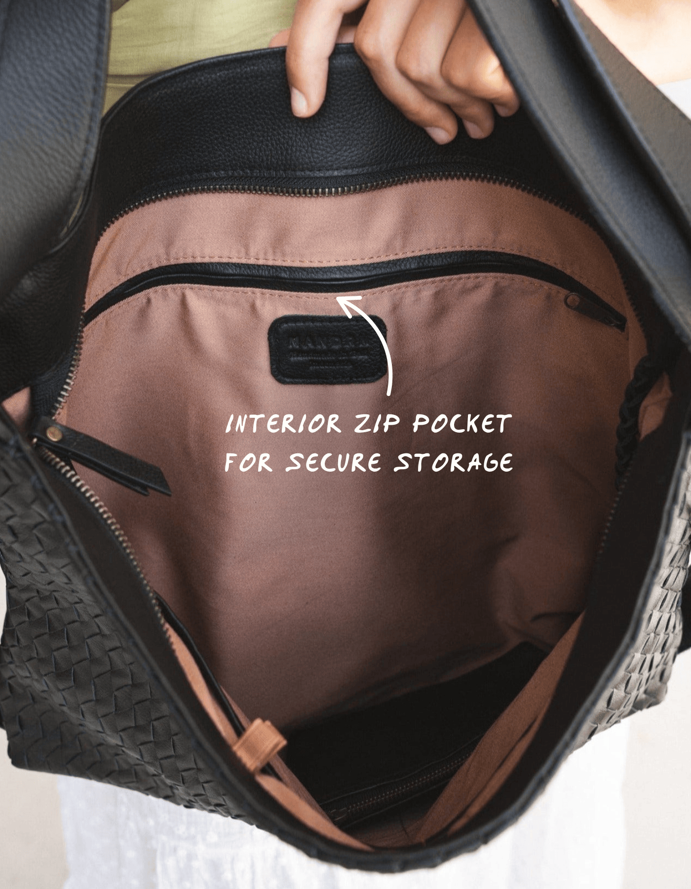 MANDRN Woven Evra Tote - Black tote