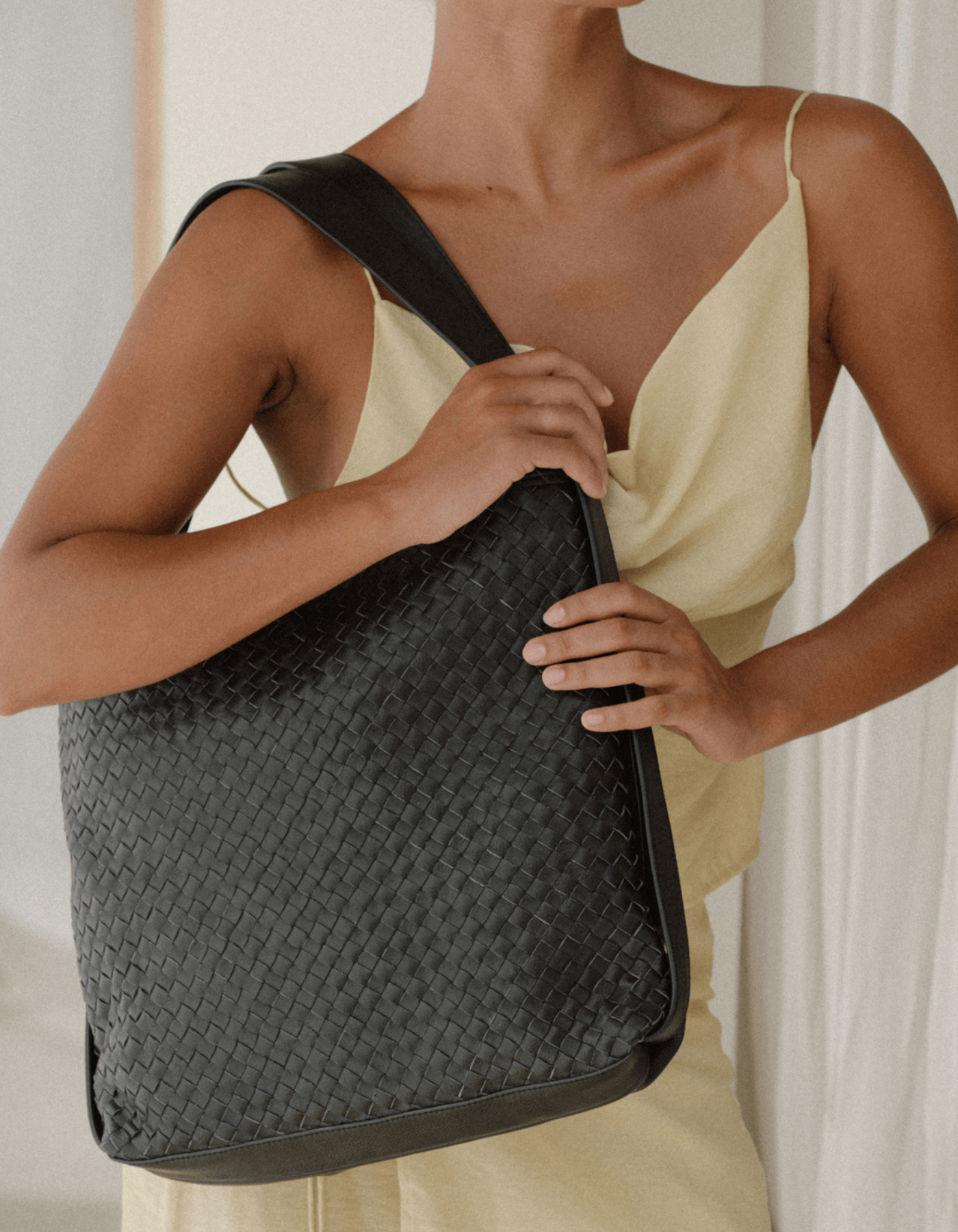 MANDRN Woven Evra Tote - Black tote