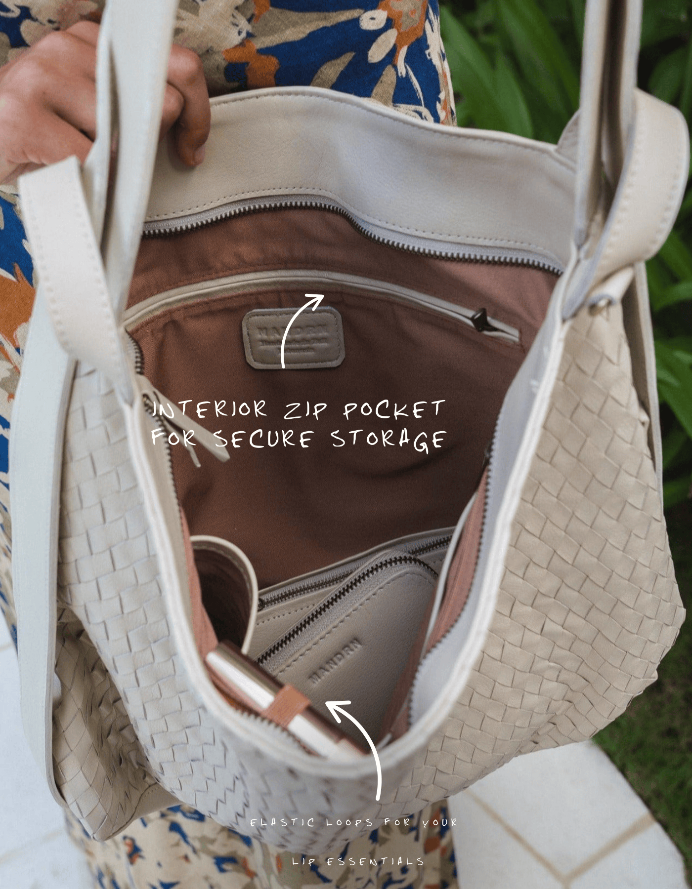 MANDRN Woven Evra Tote - Bone tote