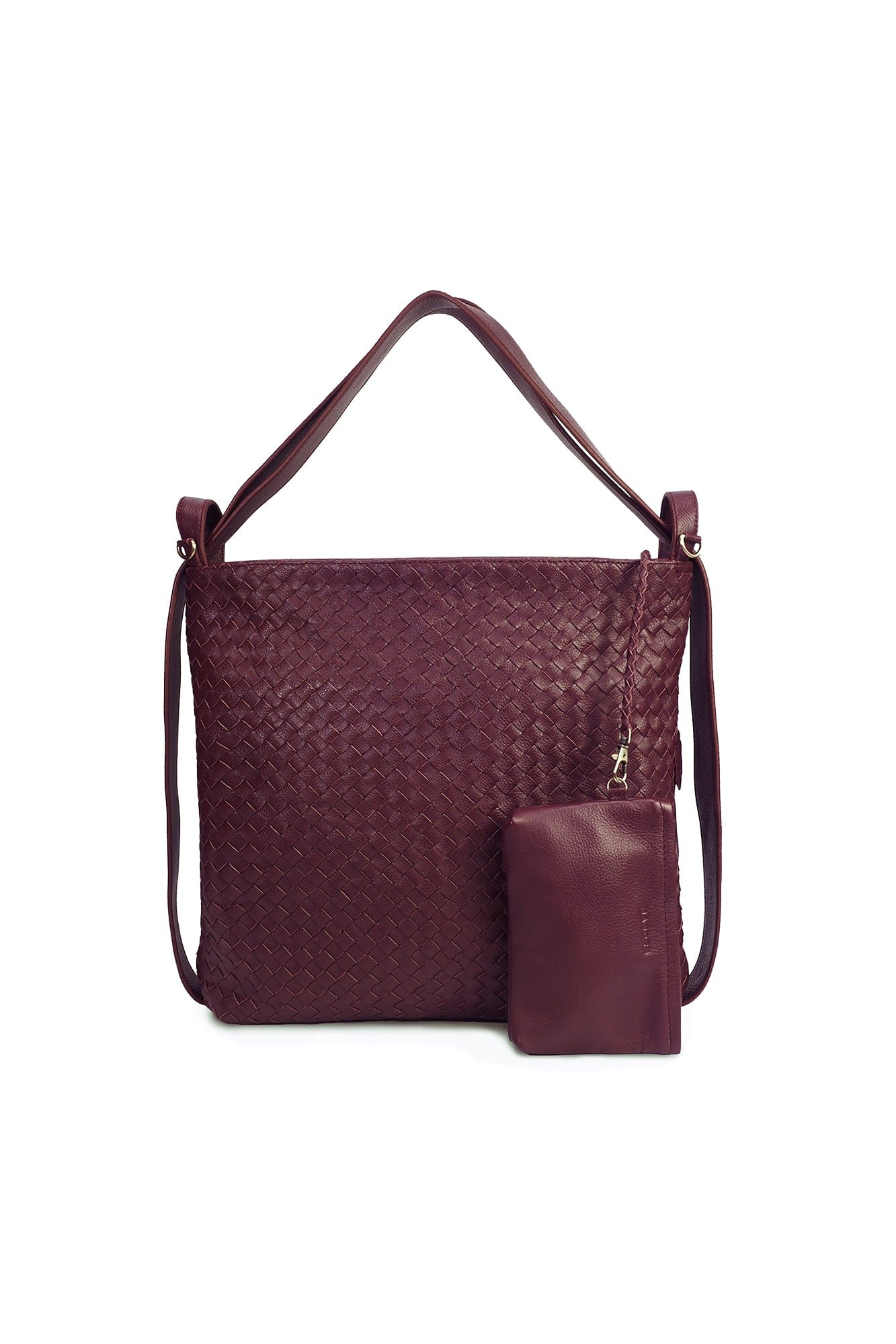 MANDRN Woven Evra Tote - Burgundy tote