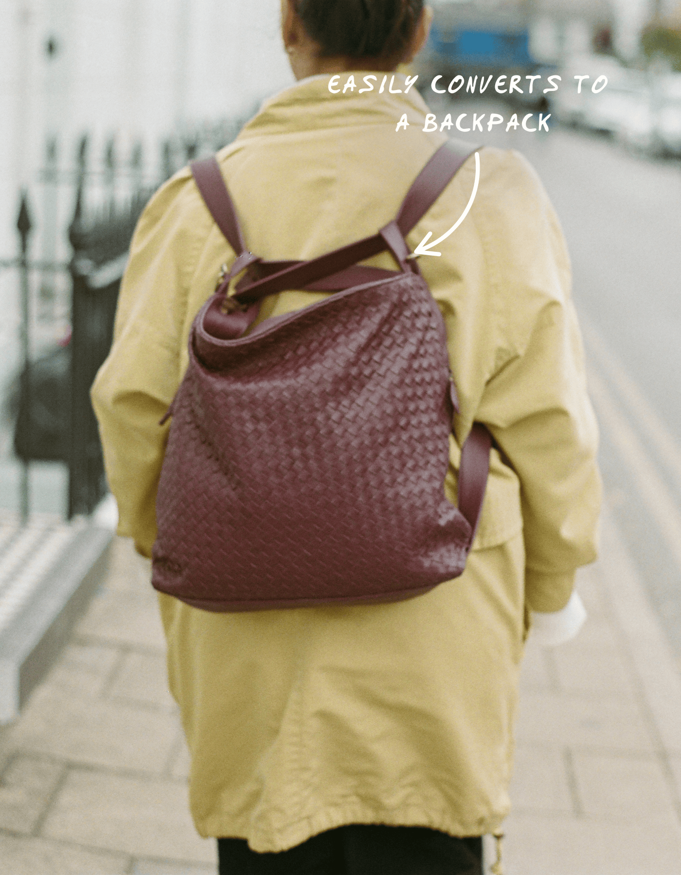 MANDRN Woven Evra Tote - Burgundy tote