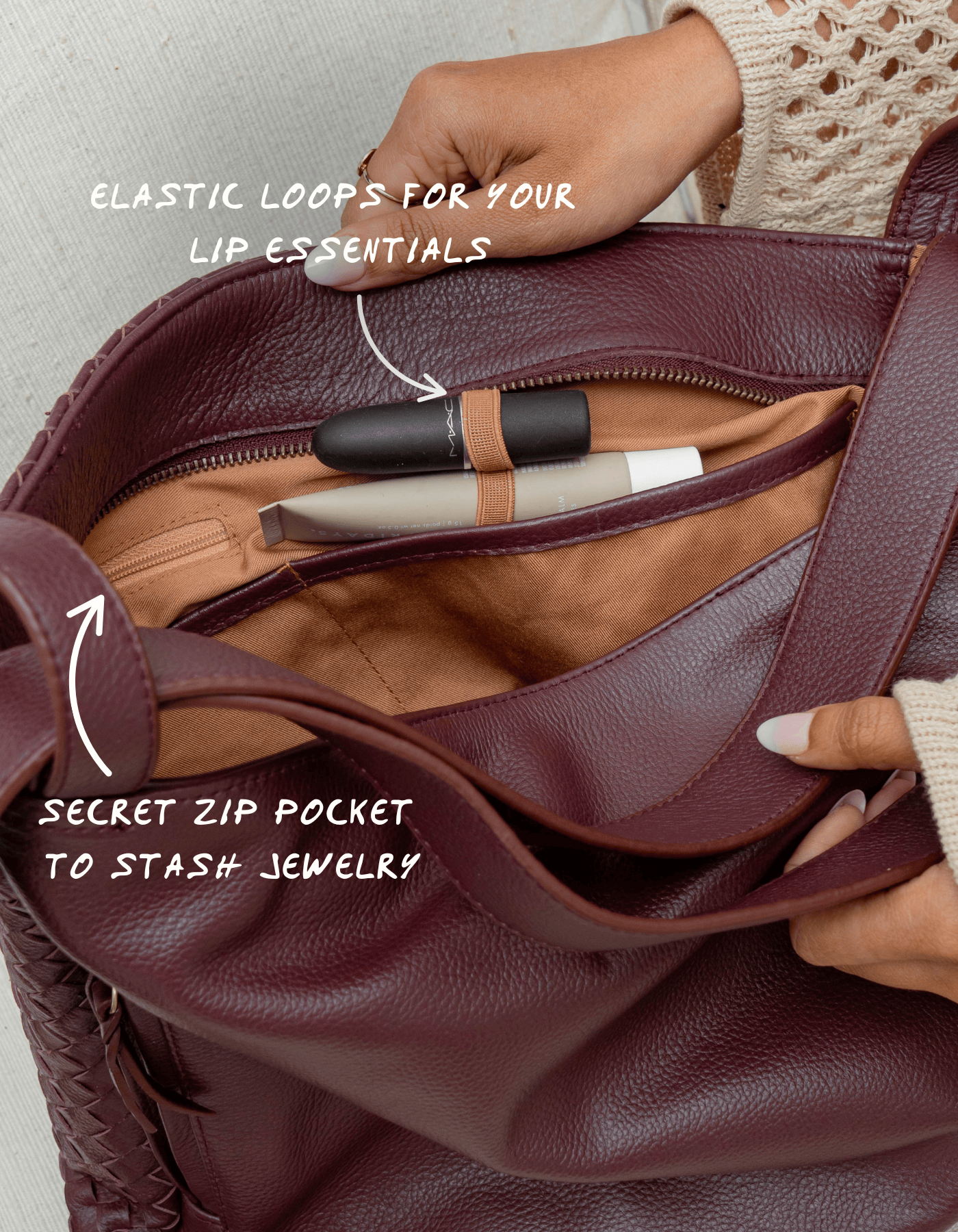 MANDRN Woven Evra Tote - Burgundy tote