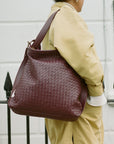 MANDRN Woven Evra Tote - Burgundy tote