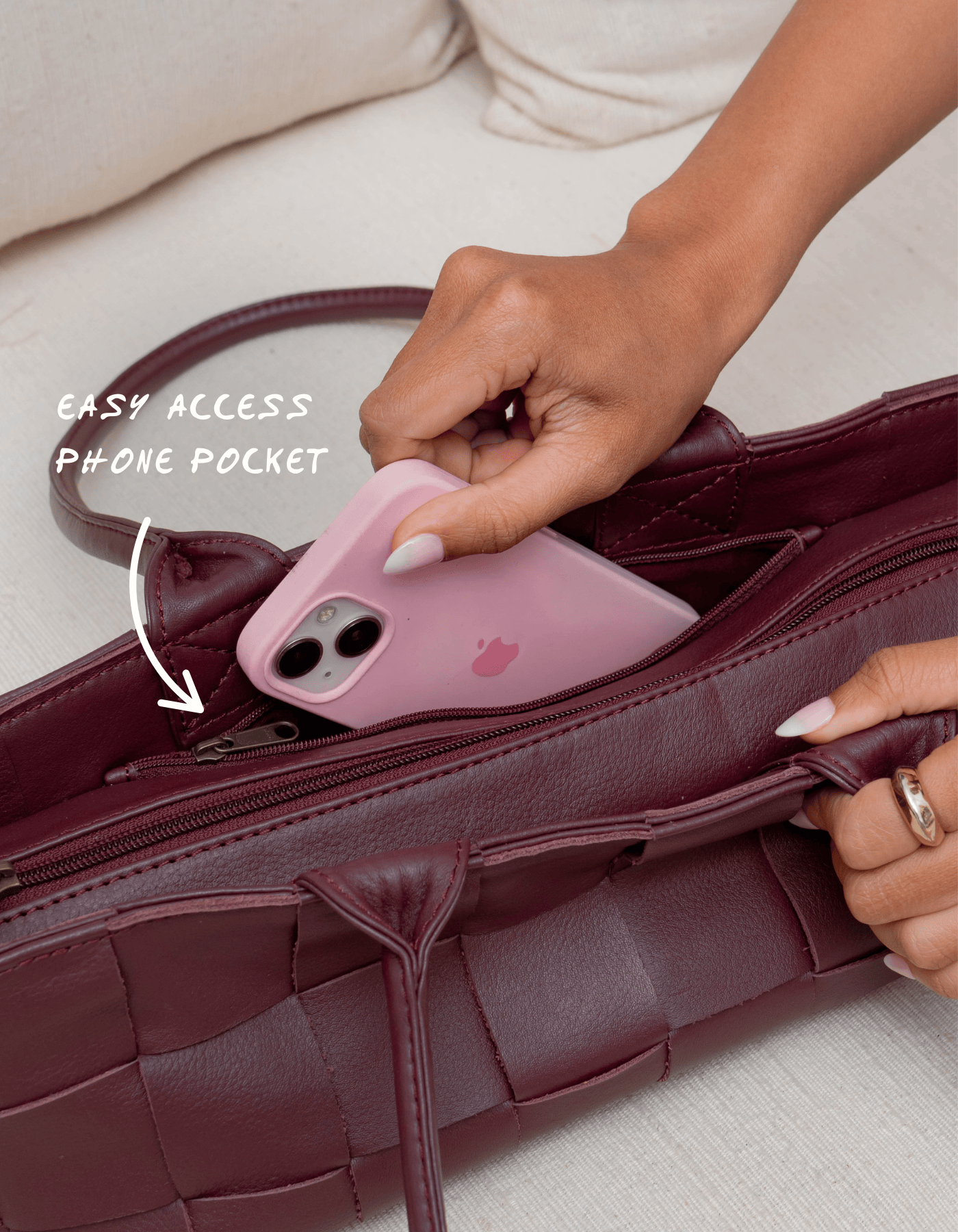 Mandrn Woven Rosalie - Burgundy Purse