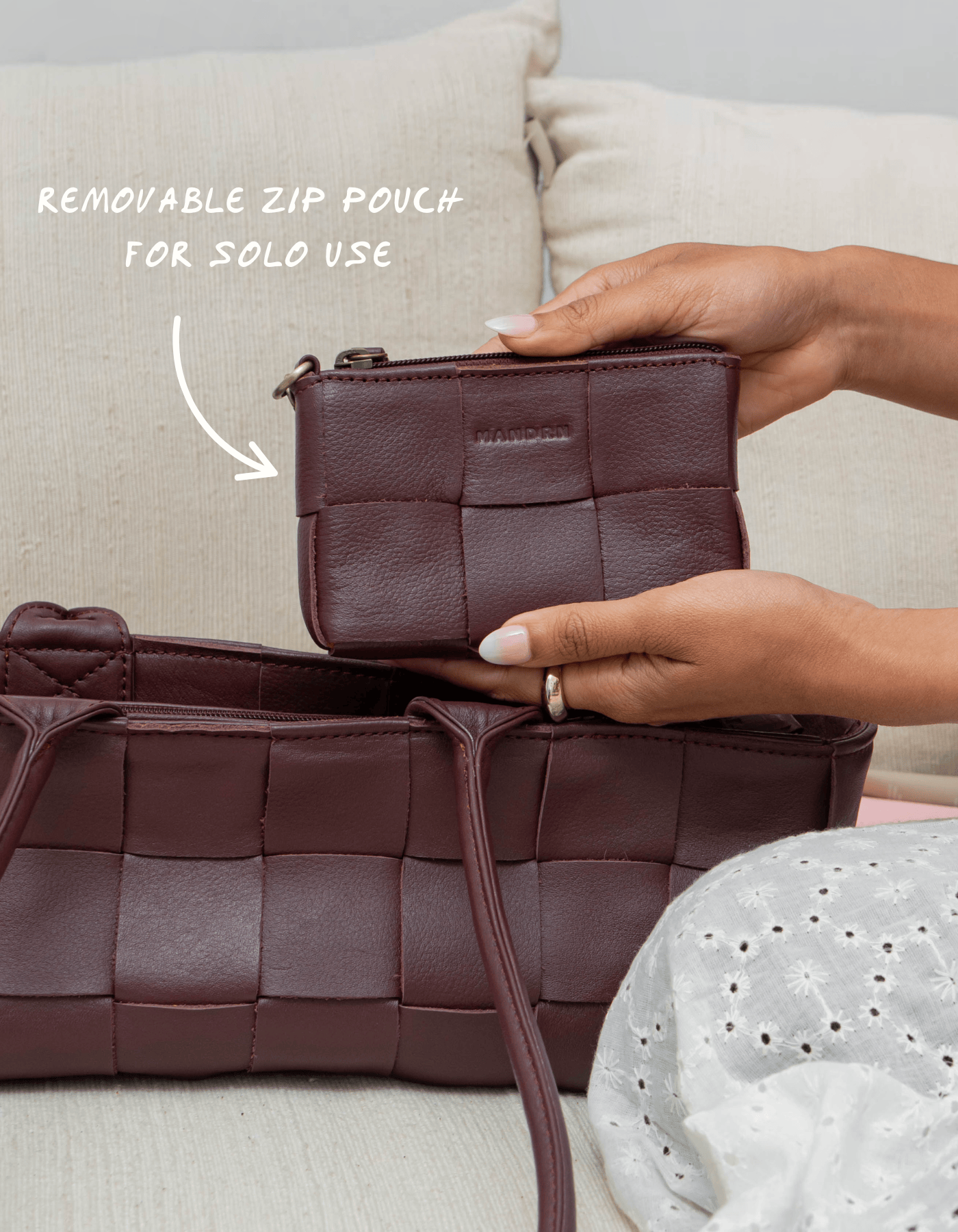 Mandrn Woven Rosalie - Burgundy Purse