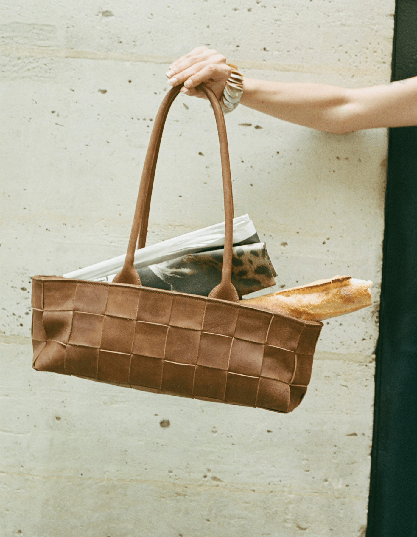 Mandrn Woven Rosalie - Saddle (Light) Purse