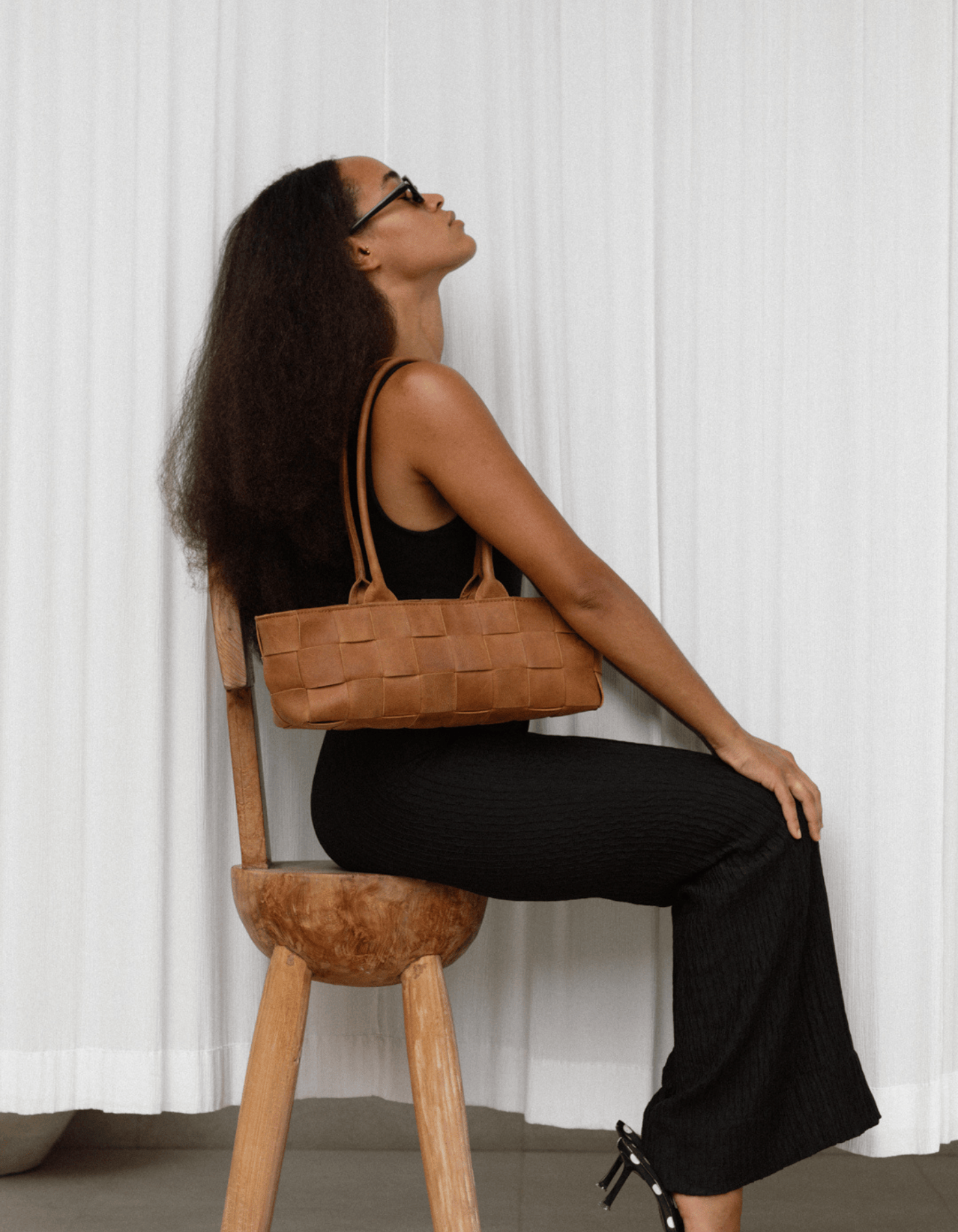 Mandrn Woven Rosalie - Saddle (Light) Purse