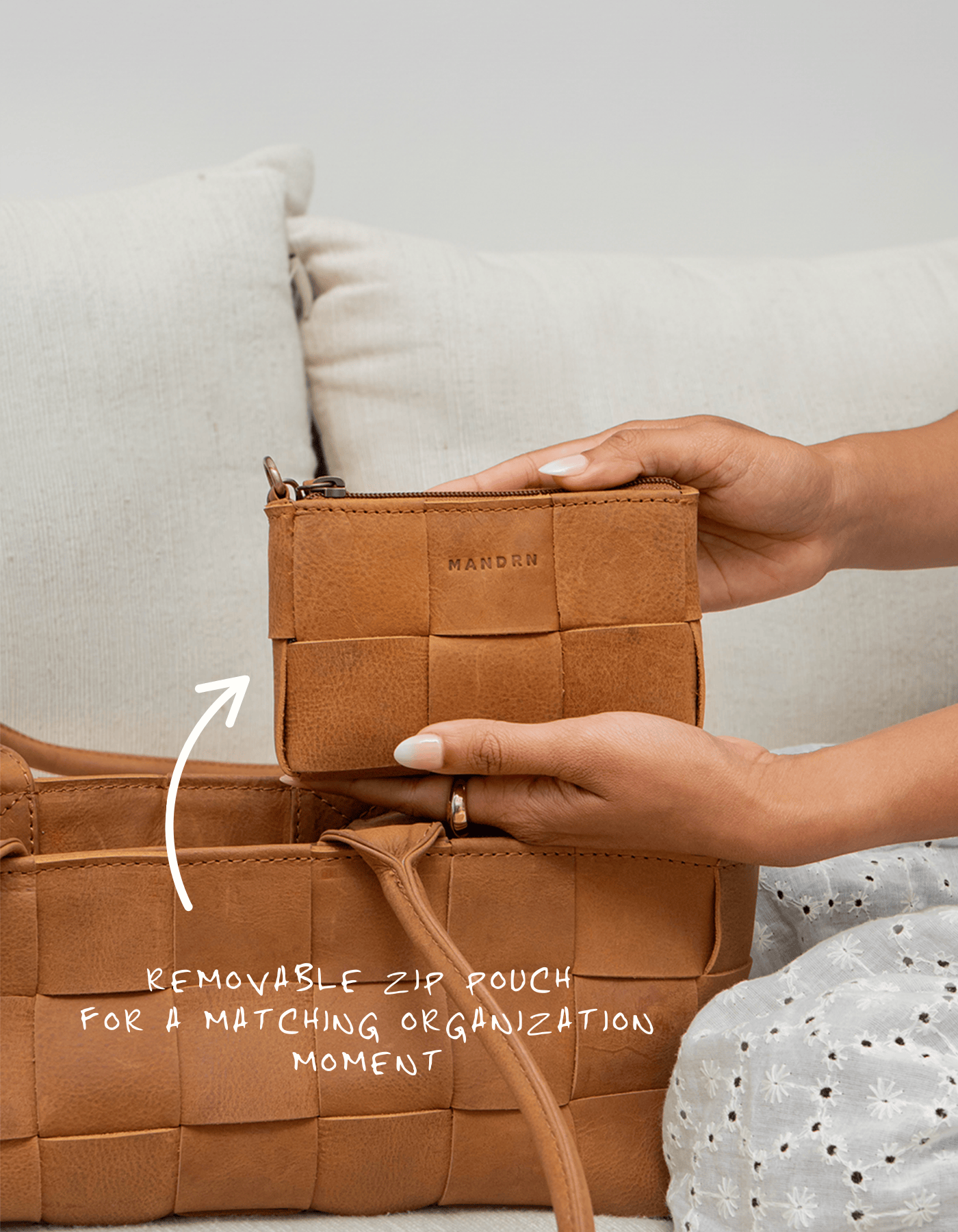 Mandrn Woven Rosalie - Saddle (Light) Purse