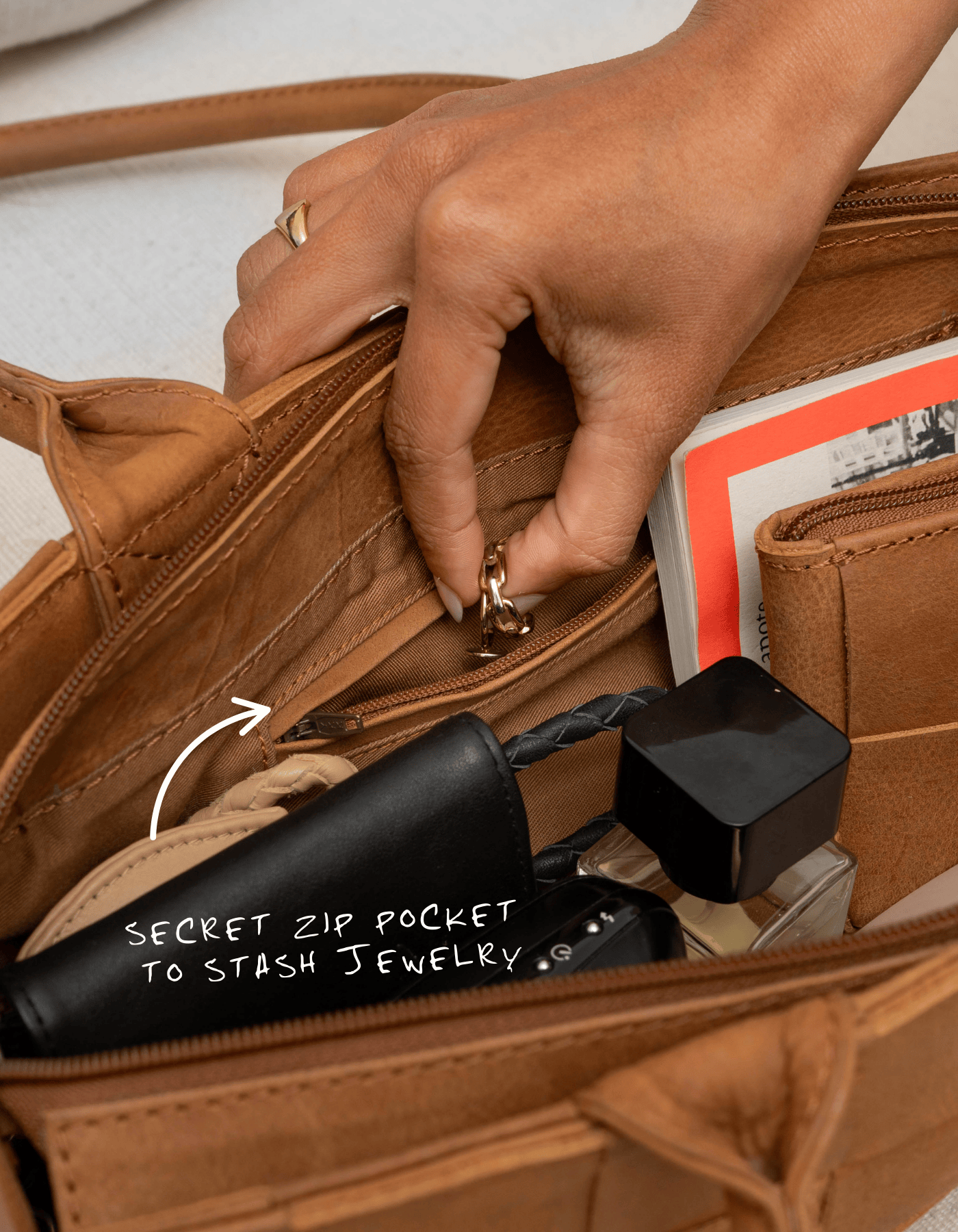 Mandrn Woven Rosalie - Saddle (Light) Purse